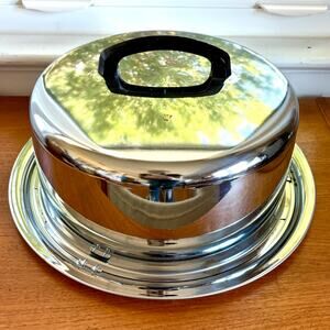 Vintage Everedy Co. Chrome Serving Dome with Locking Tray, MCM Covered Platter